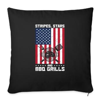 USA Independence Barbecue American Flag BQQ Grill - Sofa pillowcase 17,3'' x 17,3'' (45 x 45 cm) - black - Front