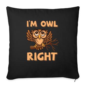 I'm Owl Right Birds Of Prey Ornithologist Nocturna - Sofakissenbezug 45 x 45 cm - Schwarz - Vorne