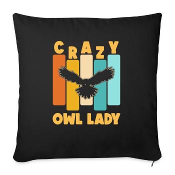 Owl Lady Retro Ornithologist Enthusiast Bird Lover - Sofakissenbezug 45 x 45 cm - Schwarz - Vorne
