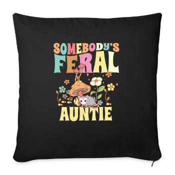 Somebody's Feral Auntie Opossum Wild Aunt Groovy - Sofa pillowcase 17,3'' x 17,3'' (45 x 45 cm) - black - Front