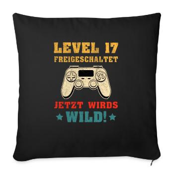 Level 17 Freigeschaltet Geburtstagsgeschenk - Sofakissenbezug 45 x 45 cm - Schwarz - Vorne
