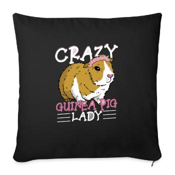 Crazy Guinea Pig Lady Rodent Cavy Lover - Sofa pillowcase 17,3'' x 17,3'' (45 x 45 cm) - black - Front
