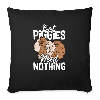 Got Piggies, Need Nothing Rodent Guniea Pig Cavy L - Sofa pillowcase 17,3'' x 17,3'' (45 x 45 cm) - black - Front