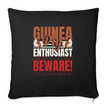 Passionné de cochon d’Inde. Faire attention! Rongeur amant Cavy - Housse de coussin décorative 45 x 45 cm - noir - Devant