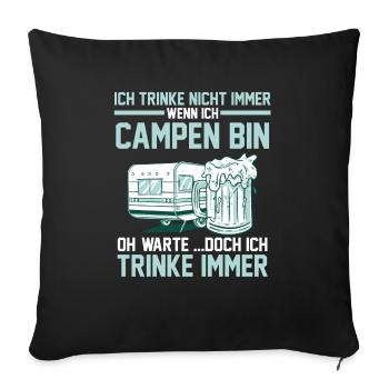 Wohnmobil Wohnwagen Camping Camper - Sofakissenbezug 45 x 45 cm - Schwarz - Vorne