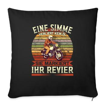 Vintage Simsonfahrer S50 S51 Simme Moped - Sofakissenbezug 45 x 45 cm - Schwarz - Vorne