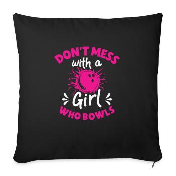 Bowling Femmes Bowler Ball Strike - Housse de coussin décorative 45 x 45 cm - noir - Devant
