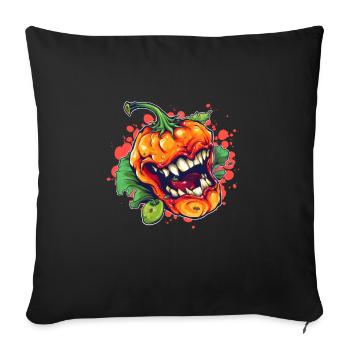 Carolina Reaper Hot Pepper Chili Head Funny Food - Sofa pillowcase 17,3'' x 17,3'' (45 x 45 cm) - black - Front