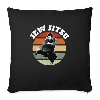 Jitsu juif drôle rabbin juif arts martiaux BJJ Jiu - Housse de coussin décorative 45 x 45 cm - noir - Devant