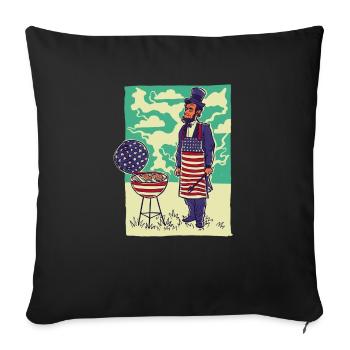 Grill Master USA Flagge Abraham Lincoln Barbeque - Sofakissenbezug 45 x 45 cm - Schwarz - Vorne