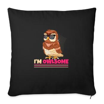 Je suis hibou cool hibou amoureux ornithologue oiseaux de - Housse de coussin décorative 45 x 45 cm - noir - Devant