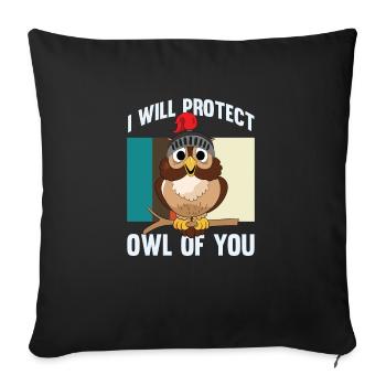 Je protégerai Hibou pour toi Ornithologue - Housse de coussin décorative 45 x 45 cm - noir - Devant