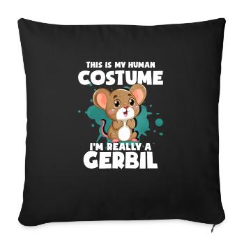 Gerbil Mouse Gift - Sofa pillowcase 17,3'' x 17,3'' (45 x 45 cm) - black - Front