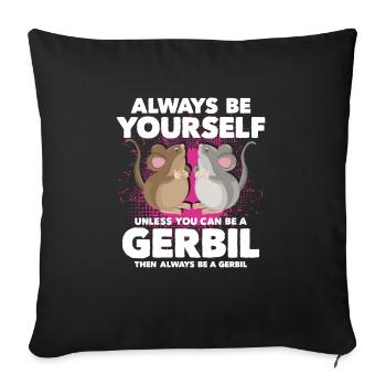 Gerbil Mouse Gift - Sofa pillowcase 17,3'' x 17,3'' (45 x 45 cm) - black - Front