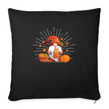 Feuilles d’automne Gnome Café Drôle saison d’automne - Housse de coussin décorative 45 x 45 cm - noir - Devant