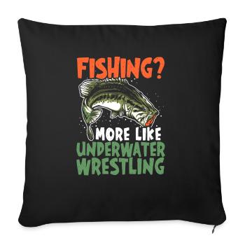 Pêche à la main Pêcheur Nouilles Amoureux Pêcheur Poisson - Housse de coussin décorative 45 x 45 cm - noir - Devant