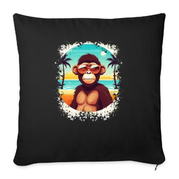 Beach Breeze und Monkey Ease: Cooler Sommerspaß - Sofakissenbezug 45 x 45 cm - Schwarz - Vorne