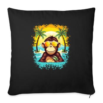 Beach Monkey Paradise: un été amusant et élégant - Housse de coussin décorative 45 x 45 cm - noir - Devant