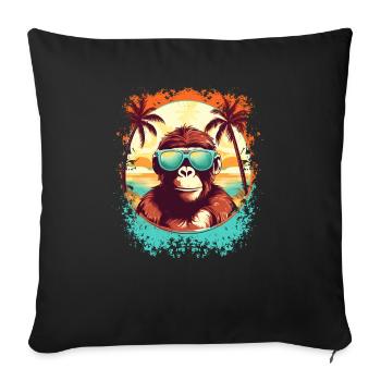 Monkey Business at the Beach: une escapade estivale unique - Housse de coussin décorative 45 x 45 cm - noir - Devant