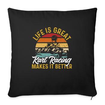 Go Kart Racing Karting Karting - Sofa pillowcase 17,3'' x 17,3'' (45 x 45 cm) - black - Front