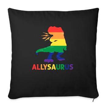 Allysaurus dinosaur in rainbow flag for ally LGBT - Sofa pillowcase 17,3'' x 17,3'' (45 x 45 cm) - black - Front