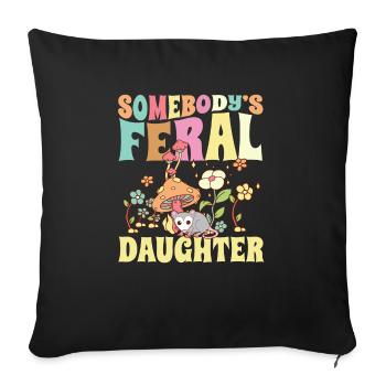 Somebody's Feral Daughter Wild Family Opossum - Sofa pillowcase 17,3'' x 17,3'' (45 x 45 cm) - black - Front