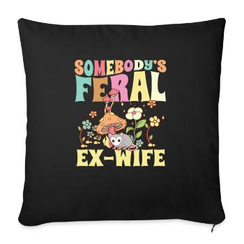 Somebody's Feral Ex-Wife Opossum Mushroom Floral - Sofakissenbezug 45 x 45 cm - Schwarz - Vorne