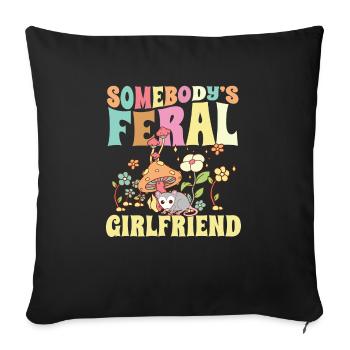Somebody's Feral Girlfriend Wild Opossum Groovy - Sofa pillowcase 17,3'' x 17,3'' (45 x 45 cm) - black - Front