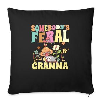 Somebody’s Feral Gramma Wild Grandma Opossum - Housse de coussin décorative 45 x 45 cm - noir - Devant