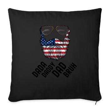 Barbe Dada Papa Papa Bruh Fête des Pères Patriotique - Housse de coussin décorative 45 x 45 cm - noir - Devant