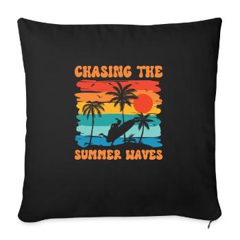 Surf Tropical Surfing Summer Surfboard Sports - Sofa pillowcase 17,3'' x 17,3'' (45 x 45 cm) - black - Front