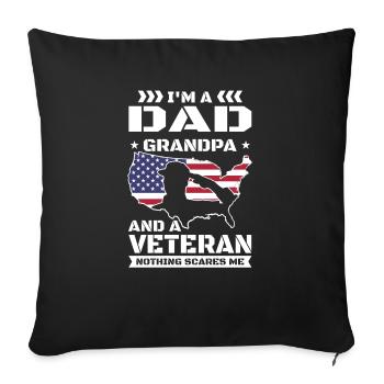 Vétéran États-Unis Vétérans américains Papa Grand-père Rien - Housse de coussin décorative 45 x 45 cm - noir - Devant