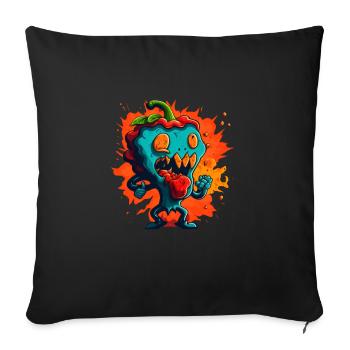 Carolina Reaper Hot Pepper Chili Head Funny Food - Sofa pillowcase 17,3'' x 17,3'' (45 x 45 cm) - black - Front