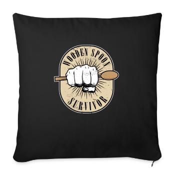 Funny Italian Parenting Wooden Spoon Survivor - Sofakissenbezug 45 x 45 cm - Schwarz - Vorne