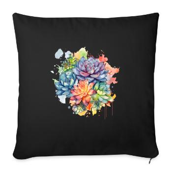 Fertig Kaktusblüte Sukkulente Liebhaber Blumig - Sofakissenbezug 45 x 45 cm - Schwarz - Vorne