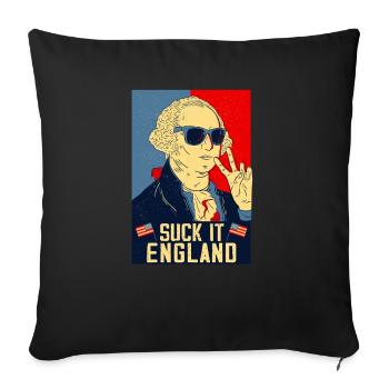 Suck-It England Lustig 4. Juli George Washington - Sofakissenbezug 45 x 45 cm - Schwarz - Vorne