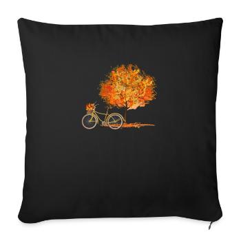 Jolie saison des feuilles d’automne de vélo de style rétro - Housse de coussin décorative 45 x 45 cm - noir - Devant