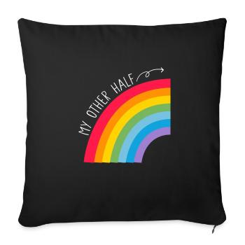 Mon autre couple à moitié gay Rainbow Pride Cool LGBT - Housse de coussin décorative 45 x 45 cm - noir - Devant