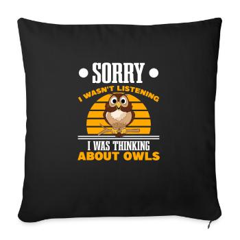 Thinking About Owl Nocturnal Bird Retro Owl Pun - Sofa pillowcase 17,3'' x 17,3'' (45 x 45 cm) - black - Front