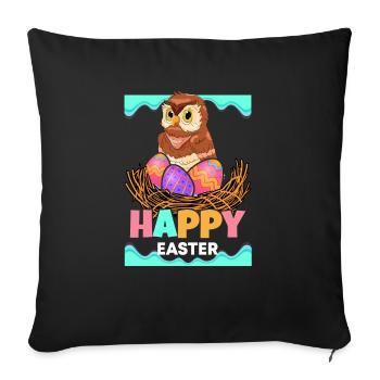 Happy Easter Owl Lover Ornithologist Nocturnal Bir - Sofakissenbezug 45 x 45 cm - Schwarz - Vorne