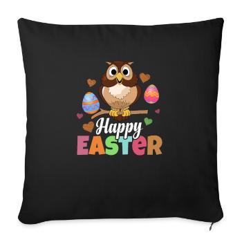 Happy Easter Nocturnal Bird Owl Lover Ornithologis - Sofa pillowcase 17,3'' x 17,3'' (45 x 45 cm) - black - Front