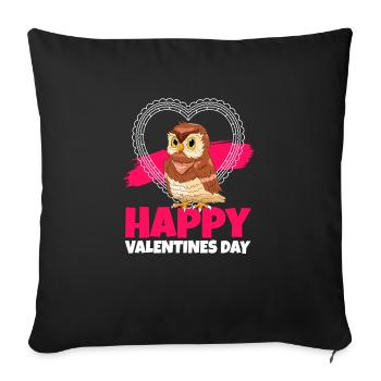 Happy Valentines Day Birds Of Prey Owl Enthusiast - Sofakissenbezug 45 x 45 cm - Schwarz - Vorne