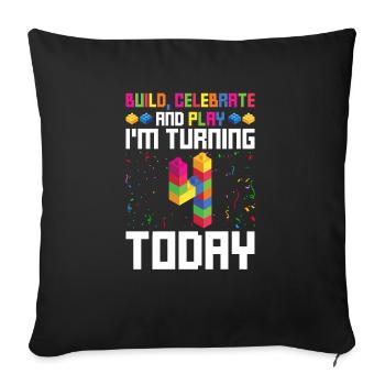 Spielzeugblöcke Geburtstag für Blockbau 4. - Housse de coussin décorative 45 x 45 cm - noir - Devant