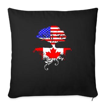 Racines canadiennes Drapeau américain cultivé au Canada - Housse de coussin décorative 45 x 45 cm - noir - Devant