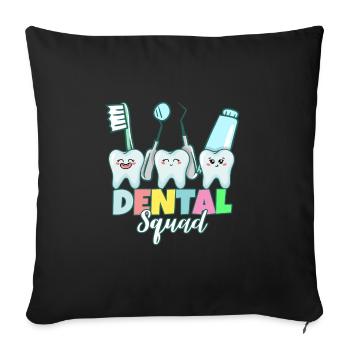 Dents dentaires Dentiste Dentiste - Housse de coussin décorative 45 x 45 cm - noir - Devant