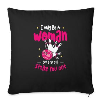 Bowling Femmes Bowler Ball Strike - Housse de coussin décorative 45 x 45 cm - noir - Devant
