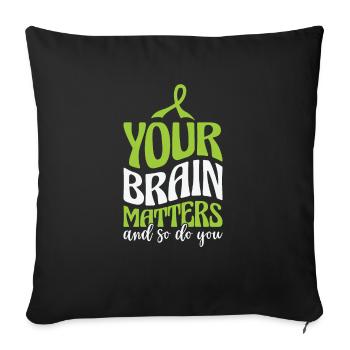 Mental Health Awareness Month Green Ribbon Support - Sofa pillowcase 17,3'' x 17,3'' (45 x 45 cm) - black - Front