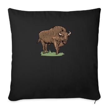 Bison I Bison Wild Cattle Motif with Buffalo and Calf - Sofa pillowcase 17,3'' x 17,3'' (45 x 45 cm) - black - Front