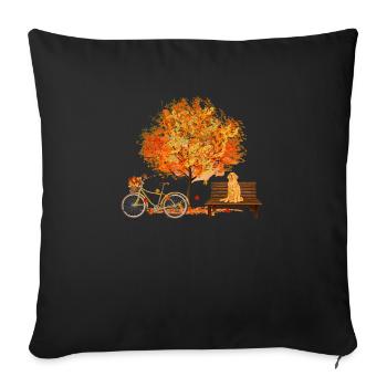 Funny Golden Retriever Dog Lover Autumn - Sofa pillowcase 17,3'' x 17,3'' (45 x 45 cm) - black - Front
