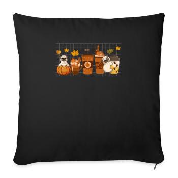 Tasse à café d’automne Pug Lover Pumpkin Spice - Housse de coussin décorative 45 x 45 cm - noir - Devant